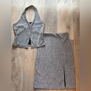 Chic Gray Women's Skirt Set
